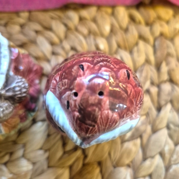 Fitz And Floyd Autumn Woods Owl Stump Ceramic Salt Pepper Shaker Set - Picture 3 of 7